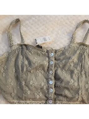 P.O.L  Lace Crop Top Medium Green NWT Summer Spring